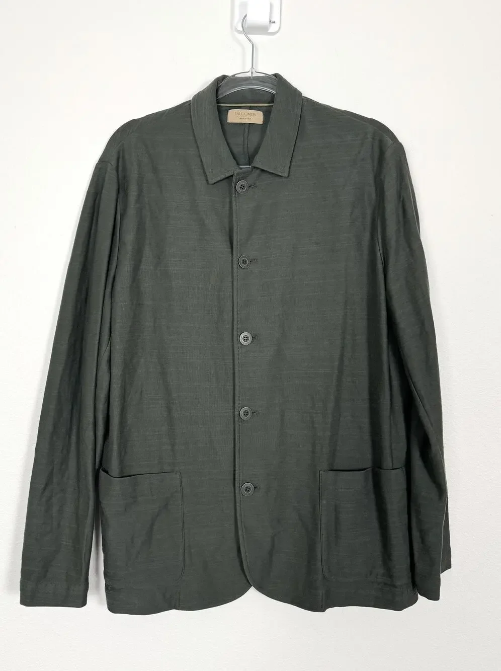 Falconeri Shirt Jacket Mens XXL Green Cotton Jersey Lightweight Made Italy